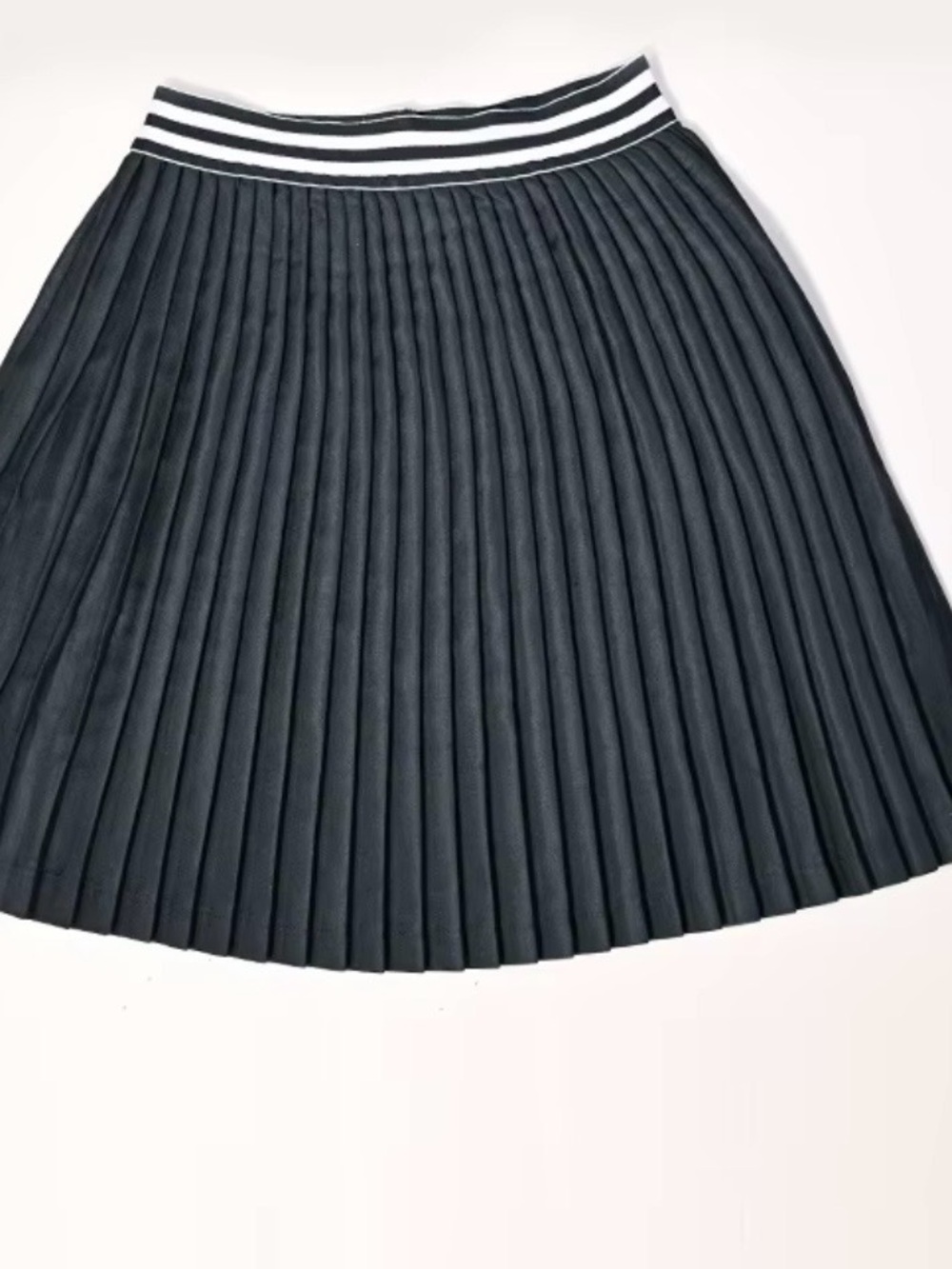Talbots Black Pleated Skater Skirt with Striped Waistband